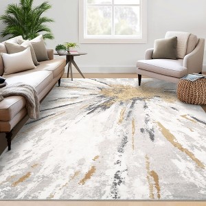 Modern Abstract Rug Indoor Washable Throw Floor Carpet Low Pile Stain Resistant Accent Rug - 1 of 4