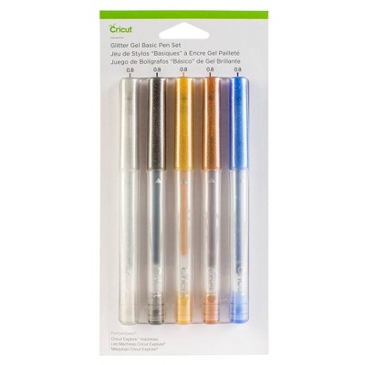 Cricut 5pc Glitter Gel Pens Basics: Multicolored 1.0mm Ballpoint, Non-Toxic, Assorted Set for Art & Stationery