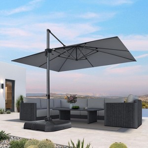 PURPLE LEAF 10' X 13' Patio Umbrella Outdoor Cantilever Rectangle Umbrella Aluminum Umbrella with 360-degree Rotation for Garden Pool Patio - 1 of 4