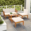 Tangkula L Shaped Outdoor Furniture Set 5 Pieces Acacia Wood Patio Conversation Set Modular Outdoor Lounge Sofa Set w/Cushions - 3 of 4