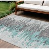 Teal Blue Charcoal And Silver Abstract Washable Indoor Outdoor Area Rug - 2 of 4