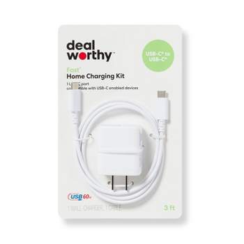 Single Port 20W USB-C Home Charger with 3' USB-C to USB-C Cable - dealworthy™ White