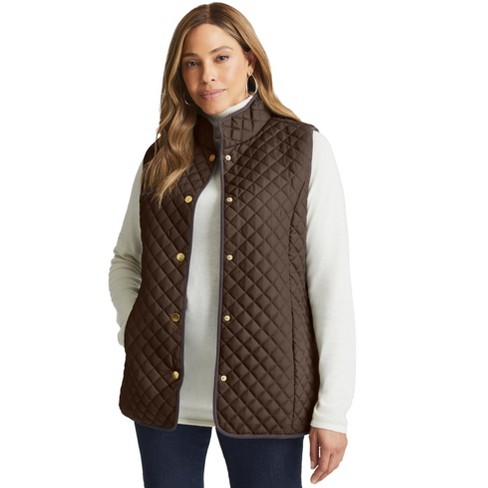 Jessica London Women s Plus Size Quilted Vest 12 W Chocolate