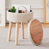 ChicFurnit Ottomans and Benches Storage Ottoman Round Footstool Foot Rest Footstool with Wood Legs for Living Room, White, 13.39"*13.39"*6.89" - 4 of 4