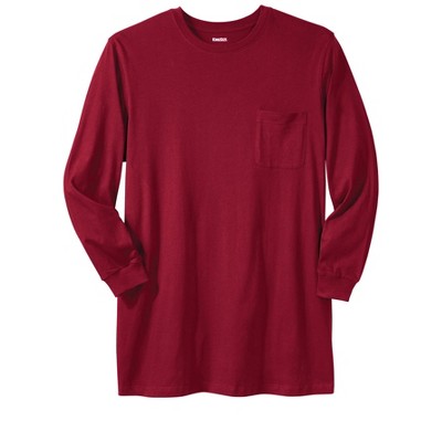 KingSize Shrink-Less Lightweight Longer-Length Long-Sleeve Crewneck Pocket Tee