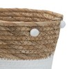 Set of 2 Natural Cattail Decorative Storage Baskets with Pom Poms - Foreside Home & Garden - 2 of 4