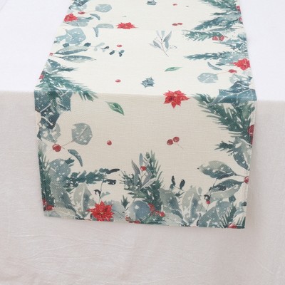 Unique Bargains Table Runner Rectangular Winter Christmas Pattern 14 Linen Colorful 1 Pc