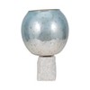 Elegant Coastal Glass & Marble Pillar Candle Holder - Handcrafted Blue Decorative Accent for Home, Office, Bedroom & Living Room - 15" Blue - 3 of 4