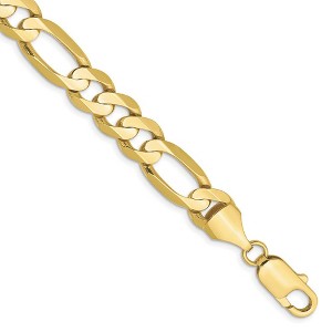 Black Bow Jewelry Men's 10k Yellow Gold 8.75mm Solid Figaro Chain Bracelet- 9 inch - 1 of 4