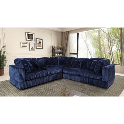 Five-Piece Modular Sectional Sofa Set with Five Coordinated Pillows