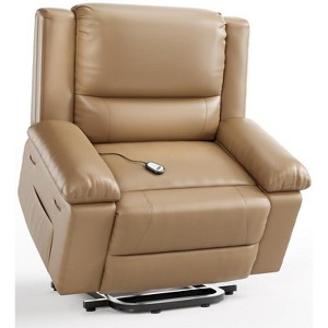 Oversized Electric Power Lift Recliner Chair w/ Heat & Massage - PU Leather Recliner for Elderly & Mobility Impaired - Adjustable Back and Legs - 1 of 4