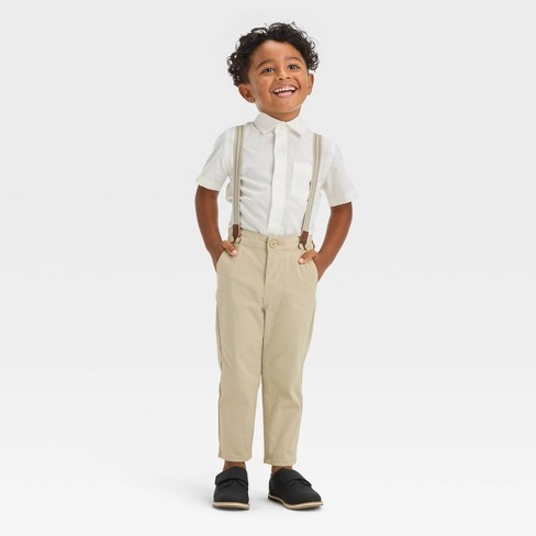 Oshkosh B'gosh Toddler Boys' Suspender Chino Pants - Khaki 12m