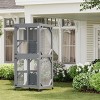 68''H Catio Outdoor Cat Enclosure, Wooden Cat Playen Catio with Wheels, Feral Animal Shelter with Platforms, Resting Box for Multiple Cats - 2 of 4