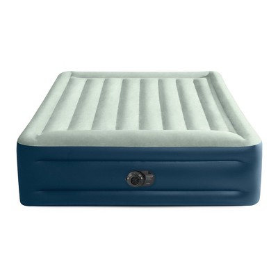 Intex Elevated 18" Pillow Rest Queen Air Mattress with Internal Pump - Off-White/Blue