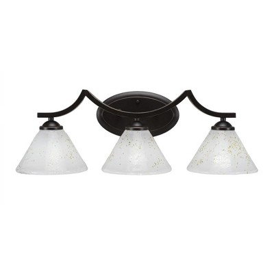 Toltec Lighting Zilo 3 - Light Vanity in  Dark Granite with 7" Gold Ice Shade