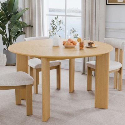 PexFix 52" x 52" Natural Solid Wood Farmhouse Dining Table Round Wood Top for Modern Dining Rooms & Family Gatherings