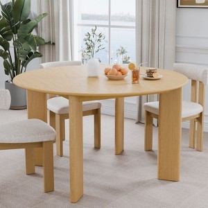 PexFix 52" x 52" Natural Solid Wood Farmhouse Dining Table Round Wood Top for Modern Dining Rooms & Family Gatherings - 1 of 4