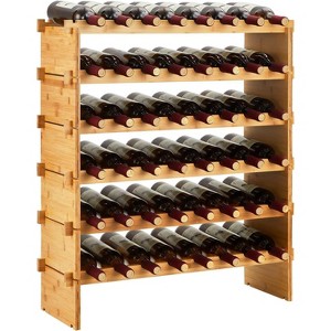 Garvee Stackable Wine Rack, Freestanding Bamboo Wood Wine Storage Shelves with Wobble-Free Design - 1 of 4