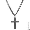 Steeltime 24" Men's black ip stainless steel plain flat cross pendant - 3 of 4
