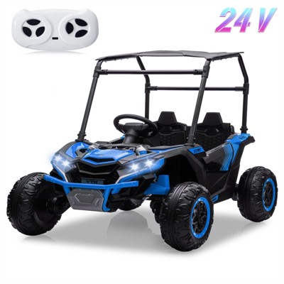 Garvee 24V 2-Seater Ride On UTV for Kids with Remote Control, LED Lights, Bluetooth, Sun Shade, Off-Road Wheels, Ride On Car for Boys Girls