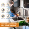 WOWOW 4 in. Single Handle Pull Down Sprayer Kitchen Faucet with Soap Dispenser - 3 of 4