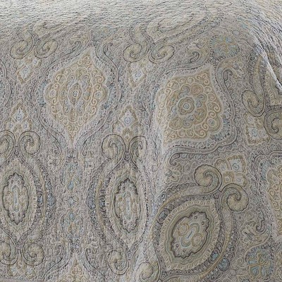 Elegant East Indies Inspired King Cotton Quilt Set in Sophisticated Gray