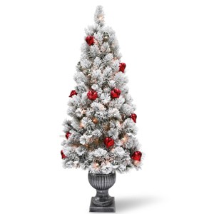National Tree Company 5' Snowy Bristle Pine Artificial Pencil Christmas Tree: Urn Base, Indoor Use - 1 of 3