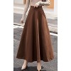 Women's Wool A-Line Maxi Skirt - Fall Winter Swing Pleated Long Skater Skirt Pocket-brown - 3 of 4