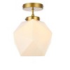 Elegant Lighting Lawrence 1 light brass and white glass flush mount - 3 of 4
