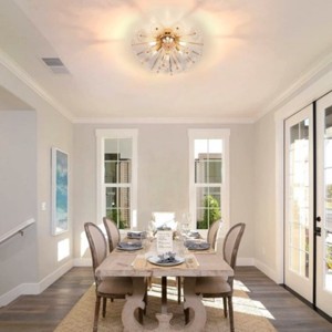 6-Light Flush Mount Ceiling Light with G9 Bulb Sockets, Large 19.7" Modern Flower Design for Bedroom, Living Room, Kitchen – The Pop Home - 1 of 4