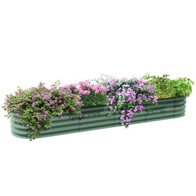 Outsunny Galvanized Raised Garden Bed Kit, Metal Planter Box with Safety Edging