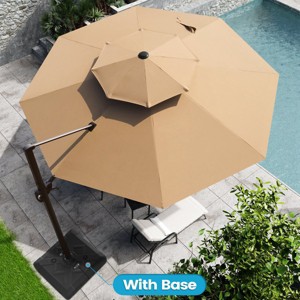 Crestlive Products 11.5FT Round Double Top Patio Offset Cantilever Umbrella With Base Set UV30+ Outdoor 360 Degree Rotation 7 Heights Adjustable - 1 of 4