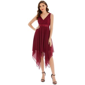 Ever-Pretty Women's Vintage V Neck Irregular Hem Lace Chiffon Cocktail Dresses - 1 of 4