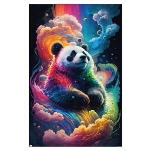 Trends International Wumples - Cosmic Neon Panda Framed Wall Poster Prints - 1 of 4