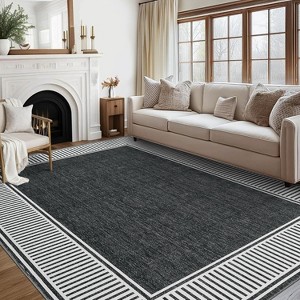 Area Rug - Low Pile Stain Resistant Neutral Carpet, Ultra Soft Non-Slip Modern Floor Cover for Living Room Bedroom Nursery Entryway - 1 of 4