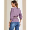 INSPIRE CHIC Women's 3/4 Sleeve Round Neck Smocked Waist Peplum Blouse - 3 of 4