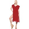 LA LEELA Women's Vacation Beachwear Long Bathing Suit Summer Short Front Tie Swimsuit Cover Ups for Women - 3 of 4