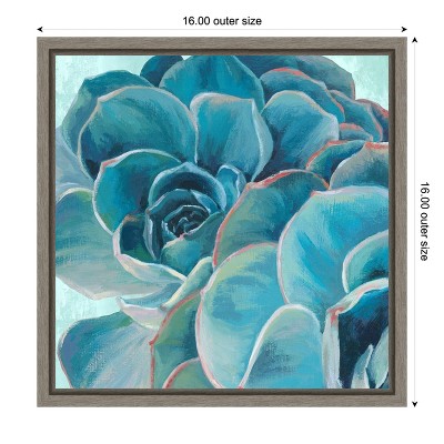Large Blue and Green Succulent Canvas Print with Frame