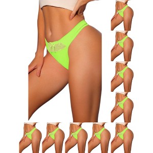 INSPIRE CHIC Women's Low-Waisted Smooth Elastic Solid Thongs 10 Packs - 1 of 4