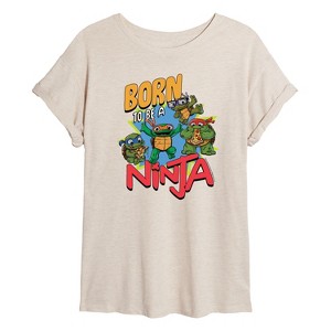 Women's - Teenage Mutant Ninja Turtles Mutant Mayhem - Born To Be A Ninja Oversized Graphic T-Shirt - 1 of 4