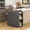 MaseiKar Kitchen Island with Power Outlet, Storage Island with Spice Rack and Drawer, Rolling Kitchen Cart on Wheels, for Home, Dining Room, Black - 3 of 4