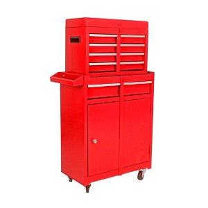 Maggift Tool Boxes and Totes, Portable with Lockable Casters and Drawers, Rolling Boxes for eavy Metal Tool Cart of Repair Shops, Red, 20.4"*11"*24.8" - 1 of 2