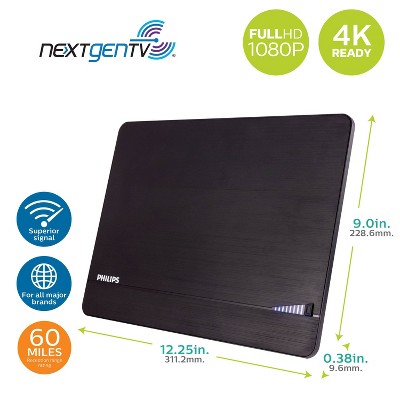 Philips Elite Black Indoor Amplified HDTV Signal Finder Antenna