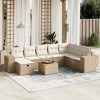 vidaXL 9 Piece Patio Sofa Set with Cushions Poly Rattan - Beige and Cream Without Storage - 2 of 4
