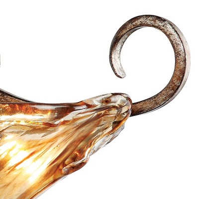 Contemporary Amber Glass 20" Silver Highlight Ceiling Light