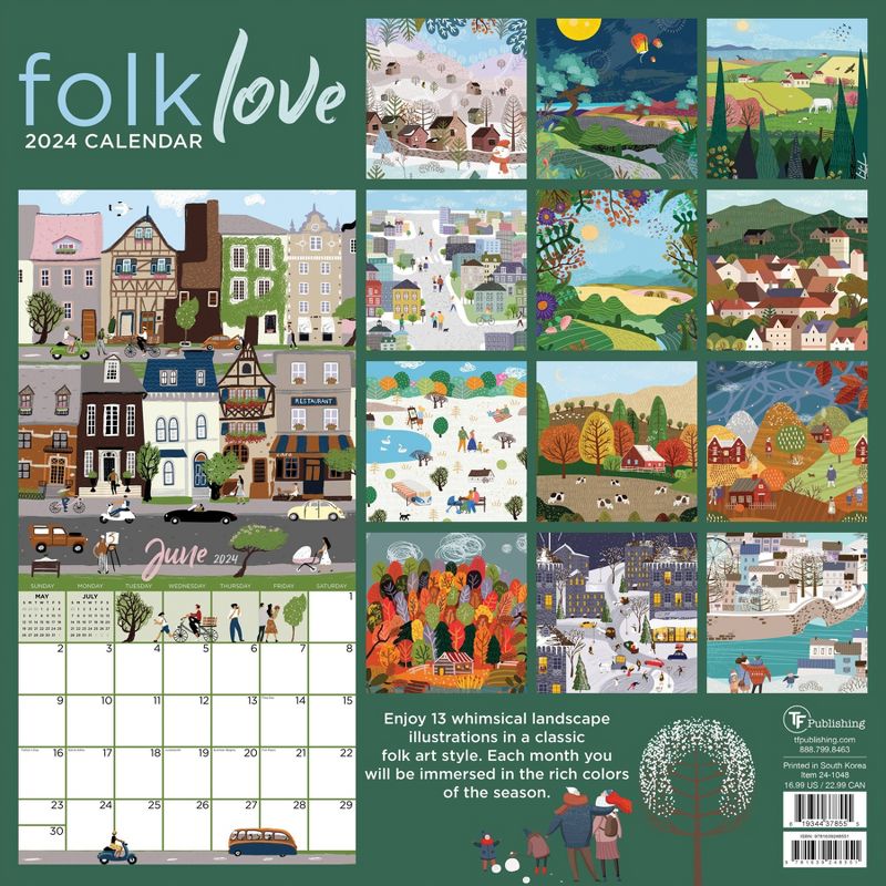 Tf Publishing 2024 Wall Calendar 12"x12" Folk Target