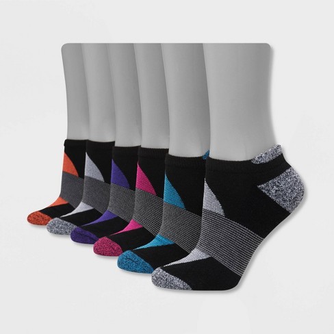 Hanes Performance Women's Cushioned 6pk No Show Tab Athletic Socks - Black  5-9 : Target