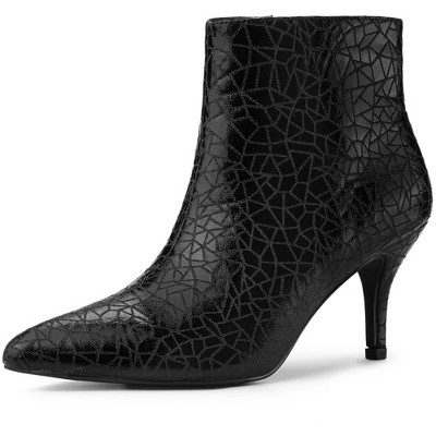 Allegra K Women's Pointed Toe Metallic Sparkly Stiletto Heels Ankle Boots