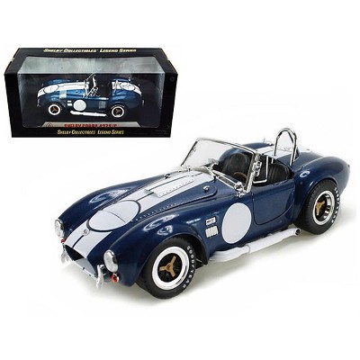 1965 Shelby Cobra 427 S/C Dark Blue Metallic w/White Stripes & Printed Signature on Trunk 1/18 Diecast Model Shelby Collectibles