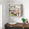 Bathroom Cabinet Wall Mounted with Detachable Shelves,Double Glass Door Wall Storage Cabinet,Kitchen Pantry Sideboard for Bathroom Kitchen - 2 of 4